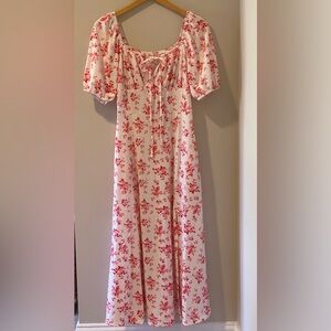Floral Pink and Red Maxi Dress